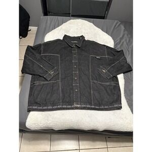 Vintage Y2K Pelle Pelle Marc Buchanan Black Denim Hip Hop Jacket Size 5XL